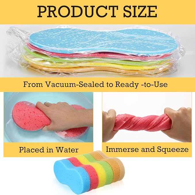 Vesici 60 Pcs Large Wash Sponge for Field Day Car Wash Water Games Large Car Sponge for Household Cleaning and Water Games