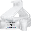 NEATERIZE Thick Heavy Duty Hangers - White Plastic Clothes Hangers 24 Pack - Great for Coat Hanger, Jackets Jeans & Suit Hanger for Closet - New Apartment Essentials Percheros Ganchos para Colgar Ropa