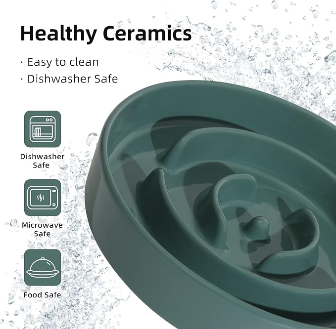 Havniva Dog Bowls Slow Feeder, Ceramic Slow Feeder Dog Bowls for Fast Eater | 1.6 Cups Dog Food Bowl Puzzle Feeder, Slow Feeding Bowls for Medium Breed, Non-Slip Base, Anti-Choking