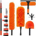 30FT High Reach Duster Cleaning Kit with 5-24 FT Extension Pole,High Ceiling Dusting and Window Cleaning Kit with Microfiber Feather Duster,Cobweb Duster,Ceiling Fan Duster,Window Squeegee Cleaner