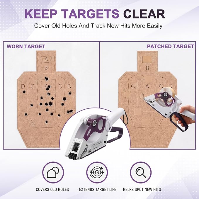 Label Applicator Gun Target Paster Gun, Handheld Target Patch Applicator for Paper Shooting Targets, Manual Label Pasting Tool for Range Maintenance Shooting Training