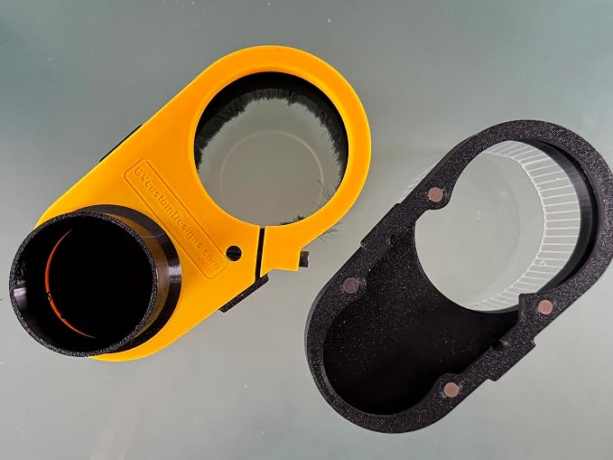 Extended Reach CNC Dust Shoe for 75mm Spindle,Clear + Brush Combo Dust Boot, Magnetic Quick-Release Split Base, 2-1/2” Vacuum Port, CNC Spindle/Router Dust Collection (75mm Dia.)