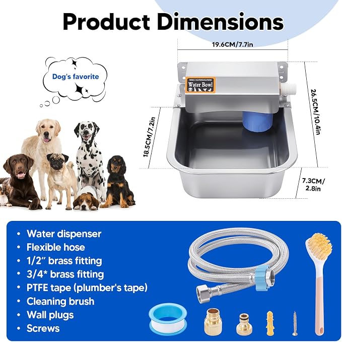 Automatic Water Dispenser for Dog, 3L Dog Water Bowl Dispenser, Large Water Feeder