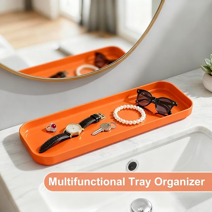 25 Pieces Bathroom Set Orange and Gold Bathroom Accessories Set, Shower Curtain and Rugs, Trash Can, Toilet Brush, Soap Dispenser, Soap Dish, Toothbrush Holder, Tumbler, Tray, Qtip Holder
