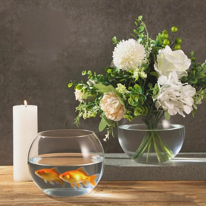 Sawysine 12 Pcs Bubble Bowl Vase Centerpiece Round Glass Flower Vase Bulk Clear Terrarium Fish Bowl for Wedding Event Goldfish Planter Floral Centerpiece Office Home Decor (7.8''w X 6.3''h)
