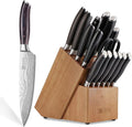 PAUDIN 17 PCS Kitchen Knife Set, Razor Sharp Knife Block Sets, Ideal Gifts | Elegant Kitchen Knife Set with Block, Knife Set with Built-in Sharpener, Dishwasher Safe