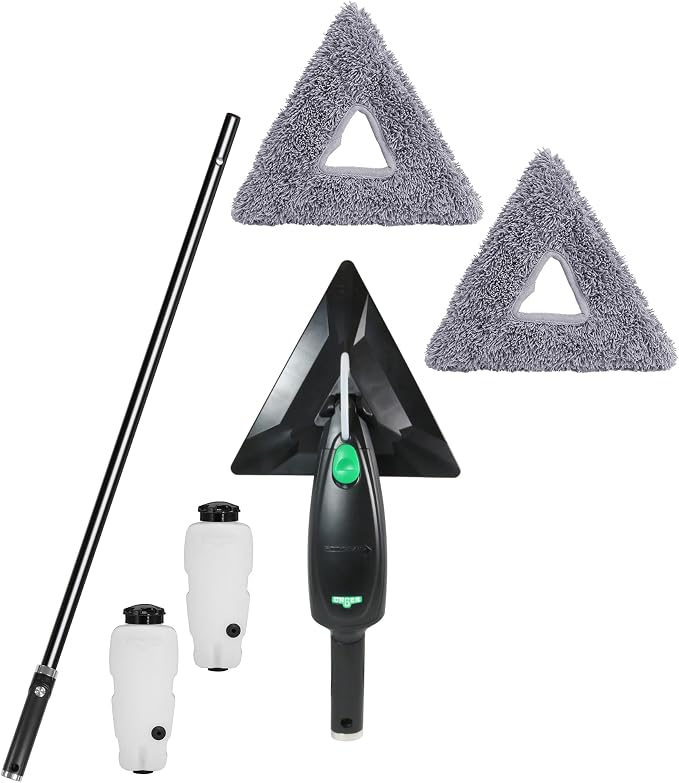 Unger Commercial Microfiber Cleaning Kit - Stingray 5 ft Refillable Microfiber Cleaning Kit for Indoor Glass and Surfaces - SRKB5