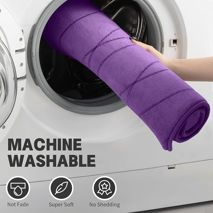 YIHOUSE Bathroom Rugs Set 3 Piece, Memory Foam Bath Mat Purple | Ultra Soft, Absorbent, Non-Slip, Machine Washable, for Bathroom, Sink and Toilet