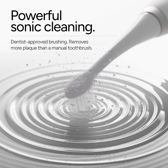 ORDO Sonic+ Electric Toothbrush for Adults, Advanced Tech, 4 Brushing Modes, Fast Rechargeable, Sonic Toothbrushes Over 4 Weeks Battery Life, Silicone Polishing Element, USB Charger, White Silver