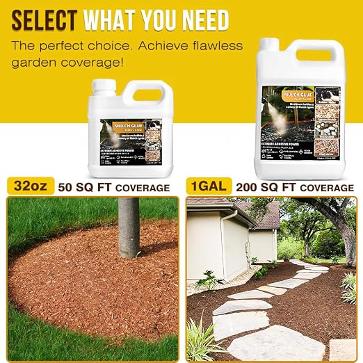 Mulch Glue for Landscaping,Rock Glue,Non-Toxic Mulch Anchor Binder,Long-Lasting Landscape Binder for Landscaping Pea Gravel,Wood Chips& More,for Paths,Patios&Garden Borders (32OZ)