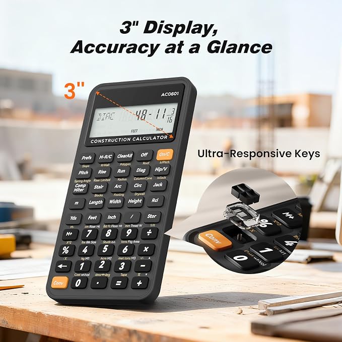 ROATEE Construction Calculator with Case for Carpenter, Framer, Remodeler | With Case, For Carpenter, For Framer, For Remodeler