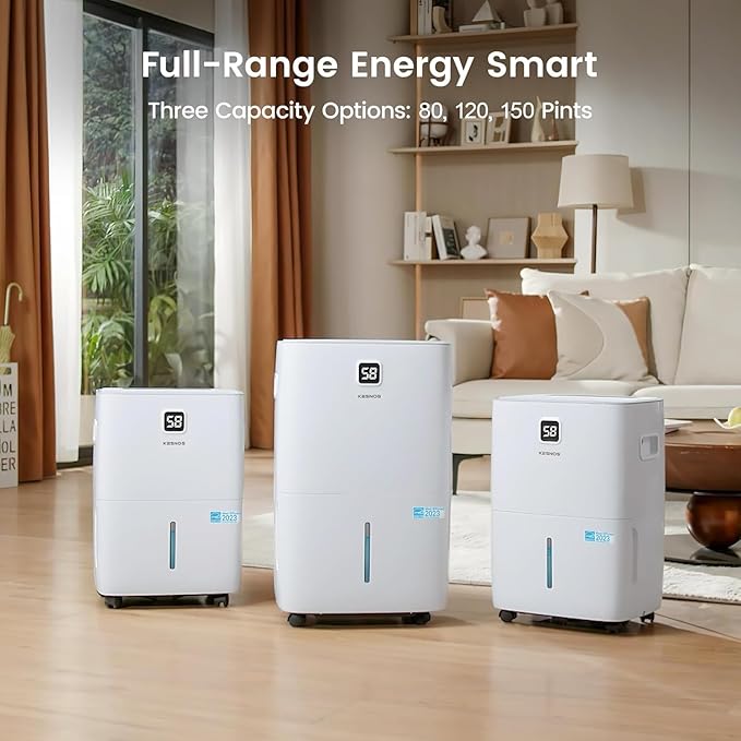 Kesnos 80 Pints Energy Star Dehumidifier for Home, Basement with Drain Hose, Front LED Display and 1.06 Gal Water Tank, Ideal for Large Room up to 5,500 Sq. Ft., Featuring Auto Defrost, Timer Function