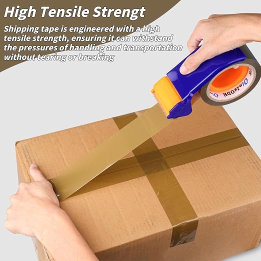 36 Rolls Brown Packing Tape with Dispenser, 1.88" X 120 yd Shipping Tape Bulk, Total 4320 yards, 2.6 mil, 3" Core, Tan Packing Tape Refills, Carton Sealing Tape for Moving Boxes, Package, Mailing