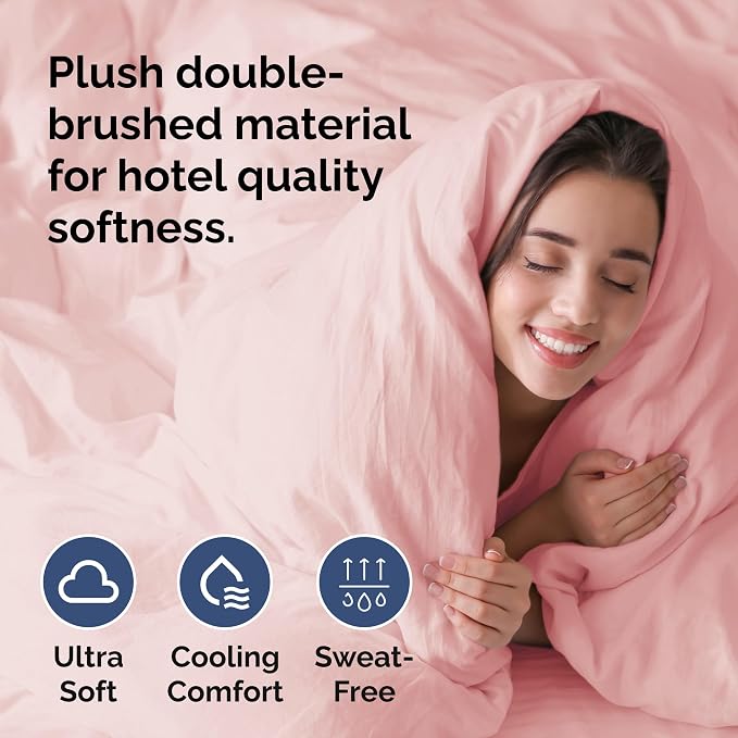 Duvet Cover Full Size Set - Extra Soft Full Duvet Cover 80" x 90" with 2 Pillow Shams for Women, Men, Kids & Teens - Hotel Luxury, Easy-Care w/ Zipper Closures & Ties - Comfy & Breathable (Baby Pink)