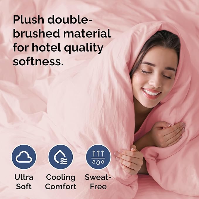 Duvet Cover King Size Set - Extra Soft King Duvet Cover 104" x 90" with 2 Pillow Shams for Women, Men, Kids & Teens - Hotel Luxury, Easy-Care w/ Zipper Closures & Ties - Comfy & Breathable (Baby Pink)
