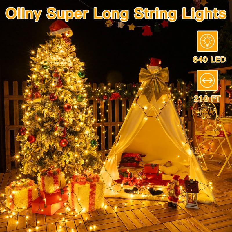 Ollny 210FT 640LED Color Changing Christmas Lights with Remote, 11 Modes