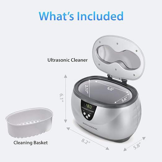 Magnasonic Ultrasonic Cleaner - 20oz Stainless Steel Tank, Digital Timer, 5 Cleaning Modes, Ultrasonic Jewelry Cleaner for All Jewelry, Eyeglasses, Watches, Dentures, Retainers & More