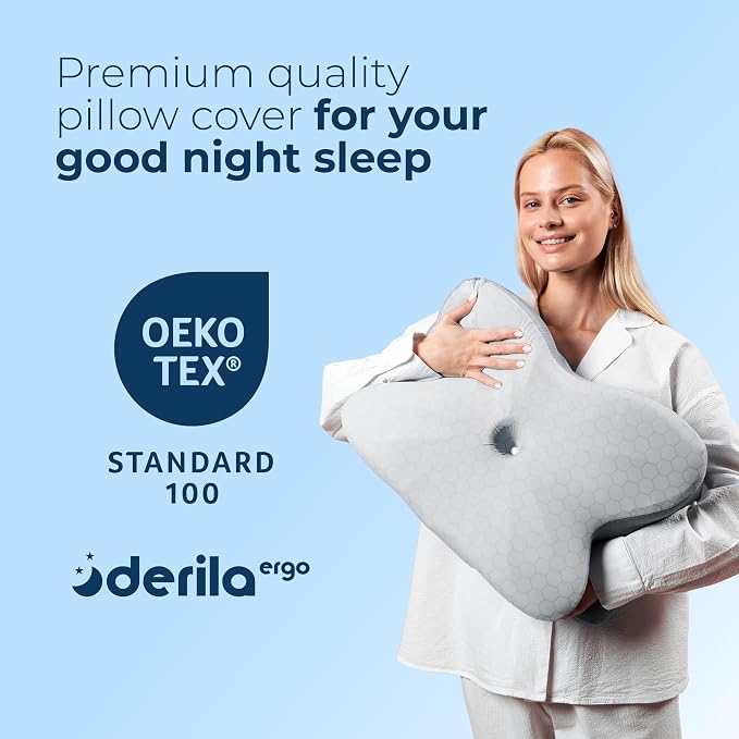 Derila Ergo Thermal Pillow Cover for Cervical Neck Pillow – Cooling Pillowcase for Memory Foam Pillow, Neck Support Pillow & Side Sleeper Pillow – Replacement Cover Ergo Pillow (Cover Only)