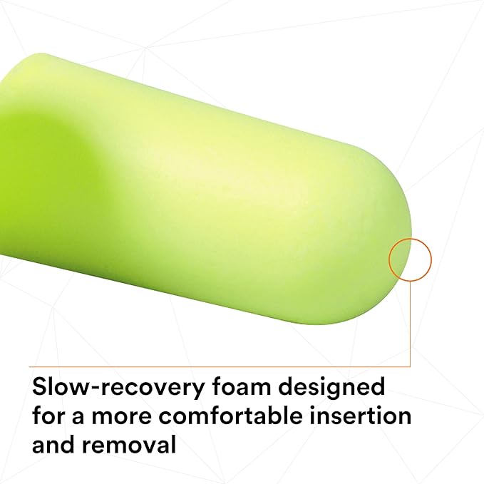 3M Ear Plugs, E-A-Rsoft Yellow Neons 391-1005, Bottle of 400 Pair of Disposable Earplugs, Slightly Longer, Uncorded, 33 NRR, Tapered Cylinder Shape, Slow Recovery Foam