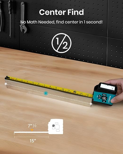 MiLESEEY DT20 Digital Laser Tape Measure,130 FT Laser Measuring Tool,16 FT Easy Read Digital Measuring Tape Retractable Manual-Locking Blade, Rechargeable Measurement Tool, Area/Volume/Pythagorean