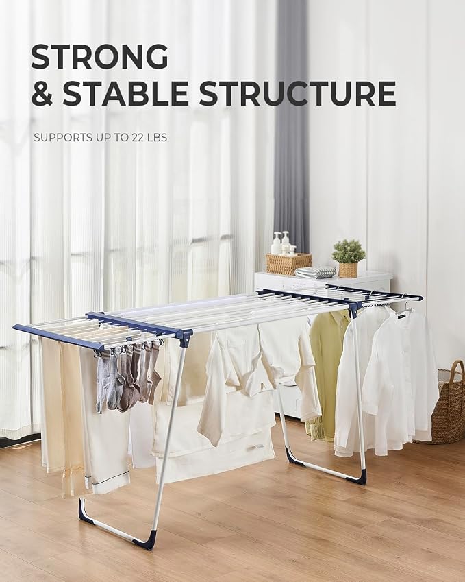 JS HANGER 90FT Extendable Clothes Drying Rack, Expands from 44" to 78", Space-Saving Laundry Rack for Indoor & Outdoor Use, Heavy Duty Folding Rack for Clothes, Towels & Delicates
