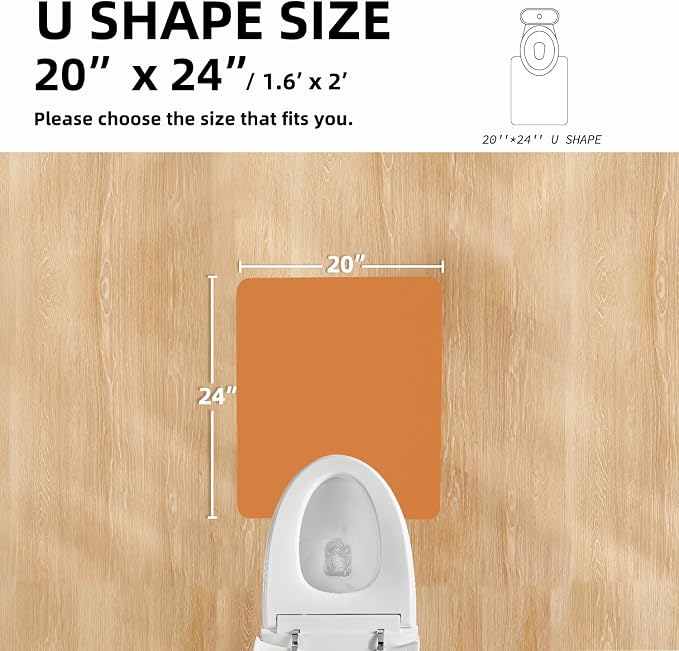 TYUU Toilet Rug, Thin Toilet Rugs U Shaped Washable Non Slip Absorbent Quick Dry Low Pile Toilet Mat, 20"x24" U Shape Orange