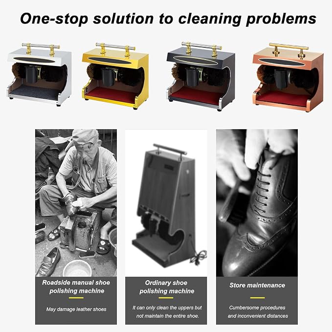 Dual-Brush Automatic Electric Shoe Polisher, High Efficiency Shoe Cleaning Polishing Brush, Ideal for Home and Office (Gold)