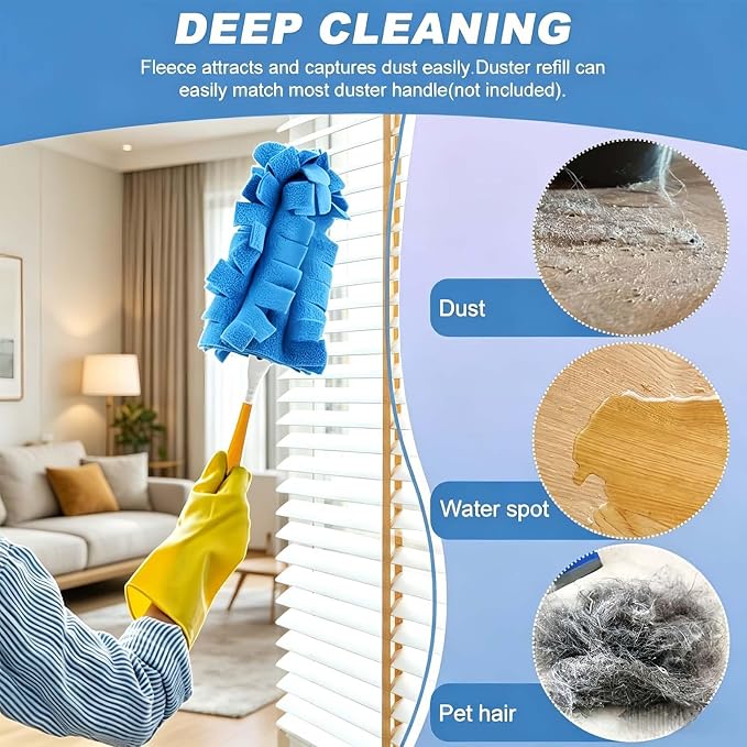 Reusable Chenille Microfiber Dust Duster Set, Duster with 5 Pcs Washable Cloth Covers, 360° Electrostatic Duster Refills, Chenille Dusters for Multi-Surface Home Cleaning Free Bathroom Brush (2set)
