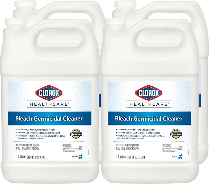 Clorox Healthcare Bleach Germicidal Cleaner Refill - Concentrate - 128 fl oz (4 quart) - 4 / Carton - Refillable, Disinf