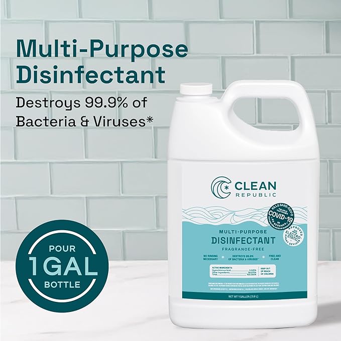 Clean Republic Multi-Purpose Disinfectant, Hypochlorous Acid Cleaner, 1 Gallon Bottle
