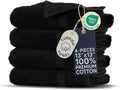 Towel Bazaar 4-Piece Washcloth, 100% Premium Cotton Turkish Towels, 13x13 Luxury Towel Super Soft and Absorbent, Perfect Use for Bathroom, Shower Towels - Black