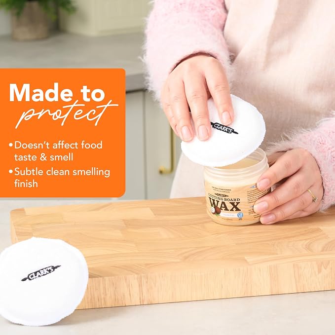 CLARK'S Food Grade Cutting Board Full Care Kit, Coconut Scent - 6 Pack | Includes Cutting Board Oil & Wax, both made of Organic Coconut Oil, Cleaner, Applicators, Buffing Pads - Protects & Restores