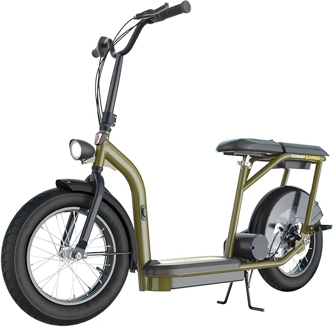 Razor EcoSmart Cargo Adult Electric Utility Scooter with Convertible Rack and Storage System, 1000W Motor, 5 Speeds, 16” Wheels, LED Display, Green