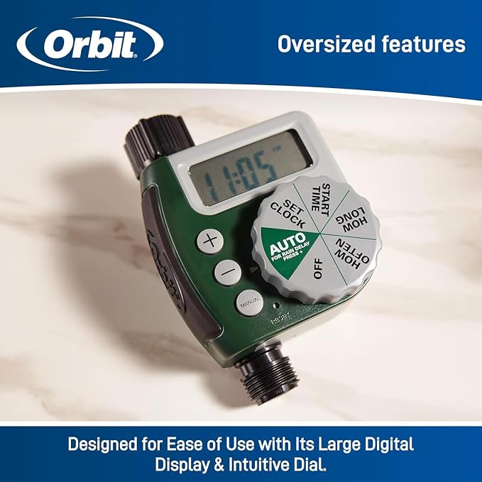 Orbit Programmable Digital Hose Watering Timer - 1 Outlet - Battery Powered - with LCD Screen - Built-in Rain Delay - Water-Resistant - 62061 (3-Pack 1 Outlet)