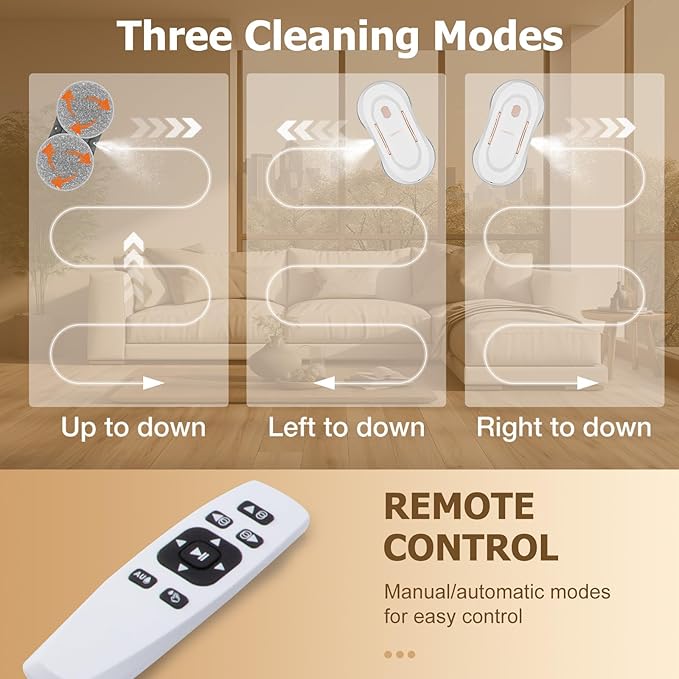 CHOVERY CL3 Window Cleaner Robot with Dual Water Spray Automatic Window Cleaning Washer Robot with Remote Control 3000Pa Suction Glass Cleaning Cleaner for Vertical Surface/Glass/Door