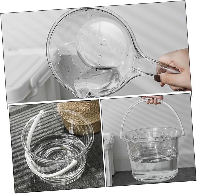 PRETYZOOM 1Set Large Capacity Plastic Bucket with Handle and Scoop Versatile Water Holder for Gardening Home and Kitchen Use Transparent Foot Bath and Wash Basin