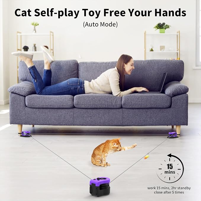 AsFrost Interactive Cat Toy for Indoor Cats Chase/Run/Hunt/Exercise-Purple | Self Play/Remote Control Funny Cat Toy, Gifts for Cat Lovers, Kitty's Weight Loss and Health
