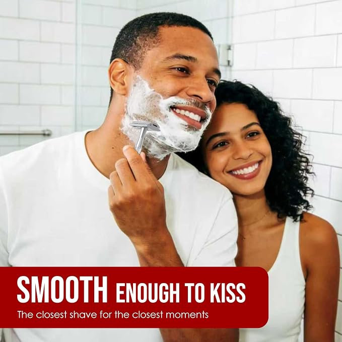 Shaving Kit Gifts for Men, Single Blade Safety Razor Kit | Includes Safety Razor, Double Edge Blades, Blade Container, Razor Stand, Shaving Brush&Bowl, Beard Comb, Travel Toiletry Bag