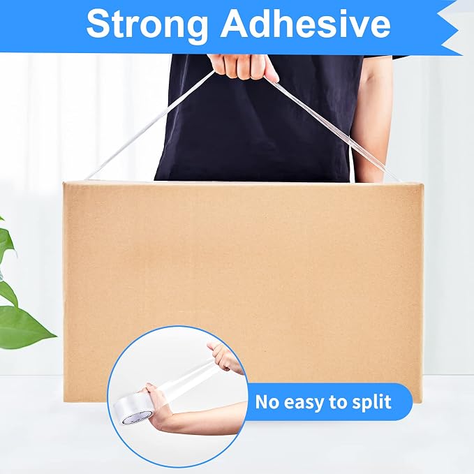 JARLINK 24 Rolls Clear Packing Tape, Heavy Duty Packaging Tape | 2.7mil Thick and 1.88" Wide. 60 Yards per Roll, 1440 Total Yards. Moving Supplies for Shipping Packaging Sealing