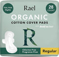 Rael Organic Cotton Cover Pads - Regular Absorbency, Unscented, Ultra Thin Pads with Wings for Women (Regular, 28 Count)