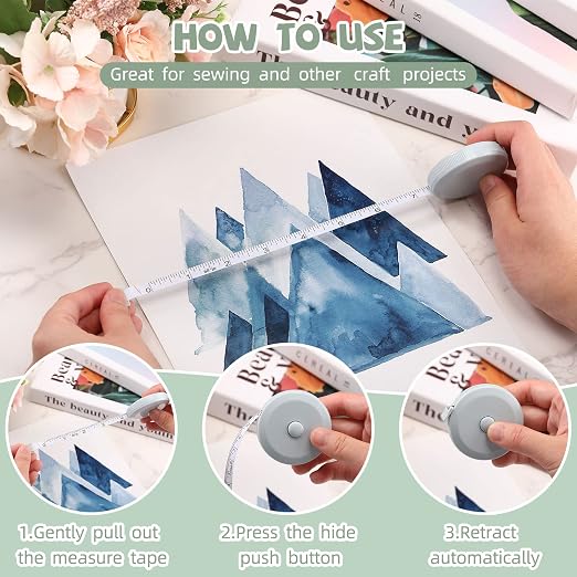 Kigeli 100 Pcs Retractable 60 Inch Measuring Tape - Mini Soft Measurement Tape for Fabric, Sewing, Body