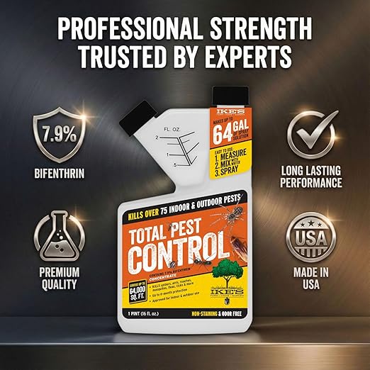Ike's Total Pest Control Concentrate - 7.9% Bifenthrin Indoor/Outdoor Insect Killer - Pint Liquid