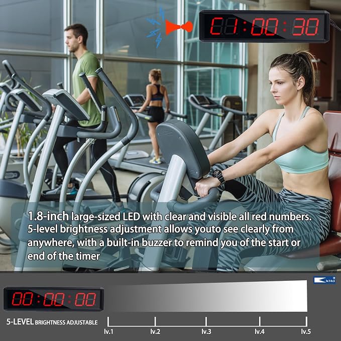 Fitness Timer with Stopwatch Button, Suitable for School/exam/Home Exercise/Gym/Gym SMAHEAT Electronic Fitness Timer (1.8-inch Data PC synchronous Transmission Model)