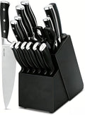 Knife Set, 15 Piece Premium Kitchen Knife Block Set, Razor-Sharp, High Carbon Stainless Steel Chef Knife, Ergonomic Forged Triple Rivet Handle, Black Sharp Knife Set for Kitchen, Dishwasher Safe