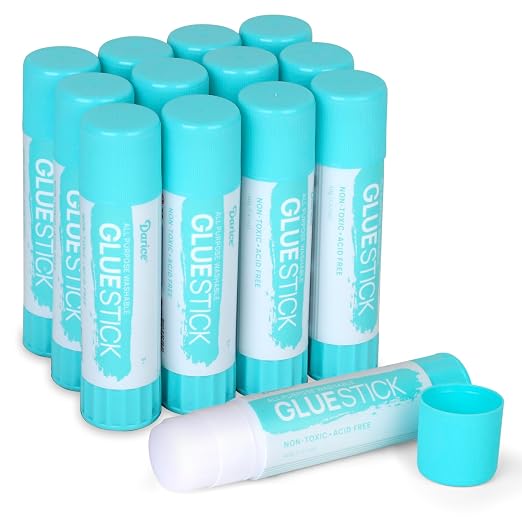 Darice Jumbo Glue Sticks, 1.4 Oz (40g) – All-Purpose Washable School Glue for Crafts, Paper, & Fabric – Clear Drying, Acid-Free & Non-Toxic – Bulk Classroom Supply (12 Pack)