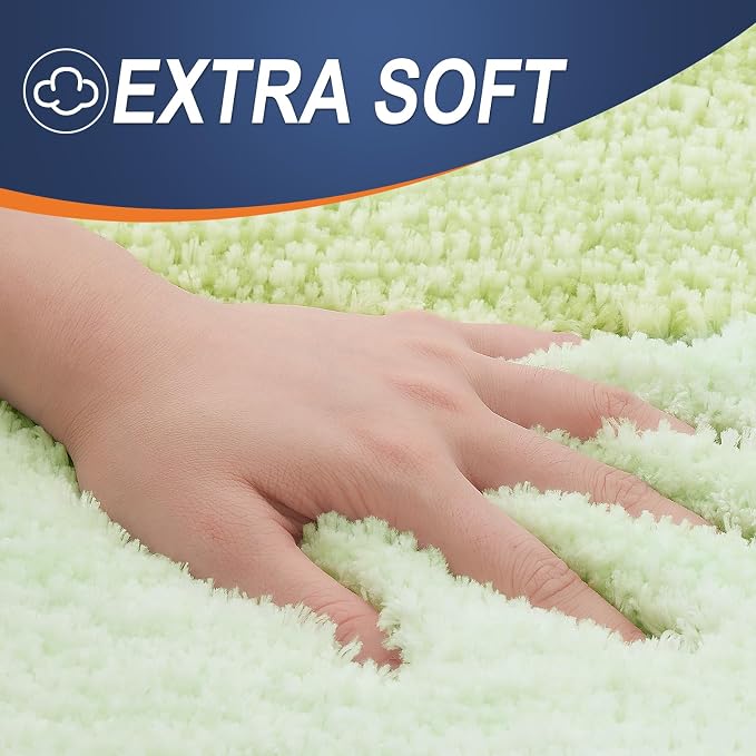 OLANLY Small Bathroom Rugs Mat 24x16, Extra Soft Absorbent Microfiber Bath Rugs, Rubber Backing, Quick Dry, Washable Bath Mats for Bathroom Floor, Tub and Shower, Home Decor Accessories, Light Green