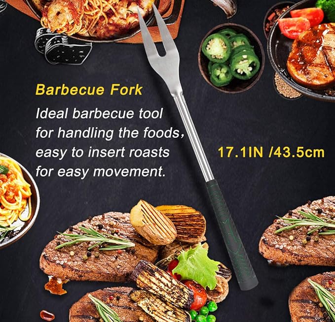 POLIGO 7PCS Golf-Club Style BBQ Tool Set Grilling Tools with Rubber Handle - Stainless Steel Grill Accessories for Outdoor Grill Set Premium Grill Utensils Set Fathers Day Birthday Gifts for Men Black