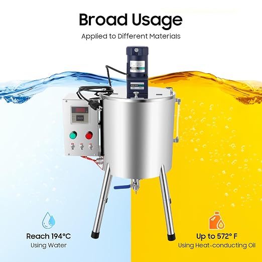 Heating Mixing Filling Machine,30L Paste Liquid Filling Machine Stainless Steel Stirring Tank Cream Liquid Filler Machine Paste Filler Lipstick Candle Heat Filler for Lipstick Shoe Polish Wax (15L)