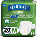 FitRight Ultra Adult Diapers, Disposable Incontinence Briefs, Leak-Proof Diaper, Absorbent Briefs For Men and Women, Maximum Protection, Medium, 32 – 44 in, 20 briefs per bag