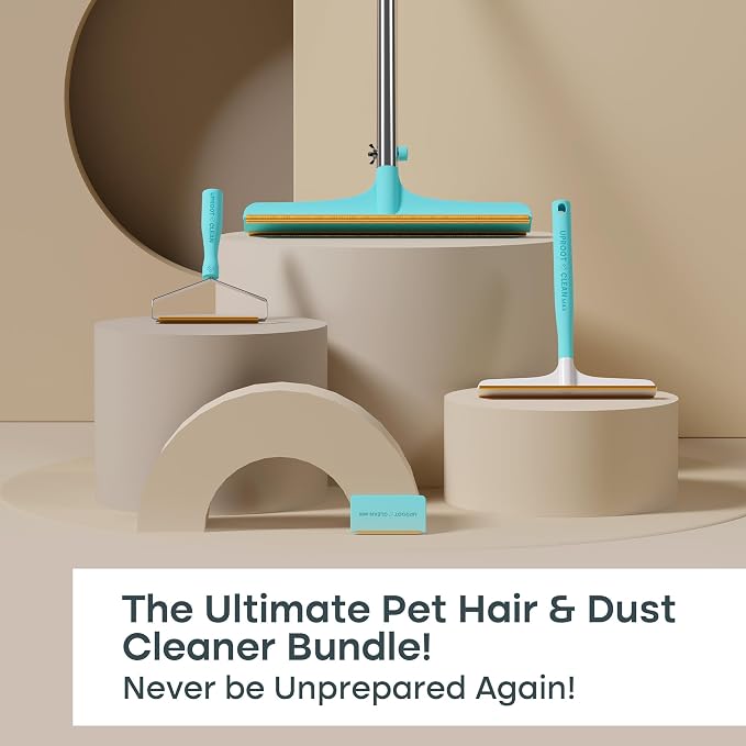 Uproot Clean Ultra Bundle - Xtra, Max, Pro & Mini-Ultimate Pet Hair Removal Tool & Carpet Rake Bundle-Easy Cat & Dog Hair Remover for Couch, Clothes, Rugs, Cars & More-The Ultimate Fur Remover Set